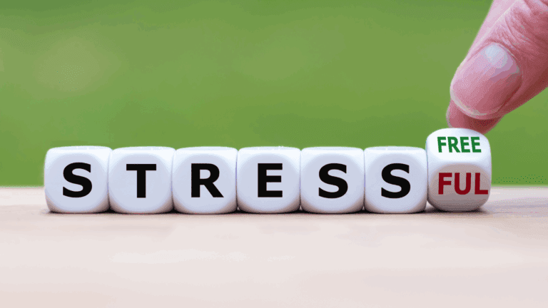 Concept of stress management with stress-free and stressful dice