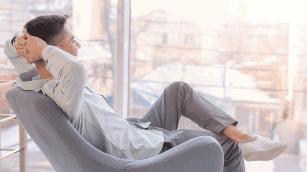 Man feeling fulfilled after life and career coaching consultation