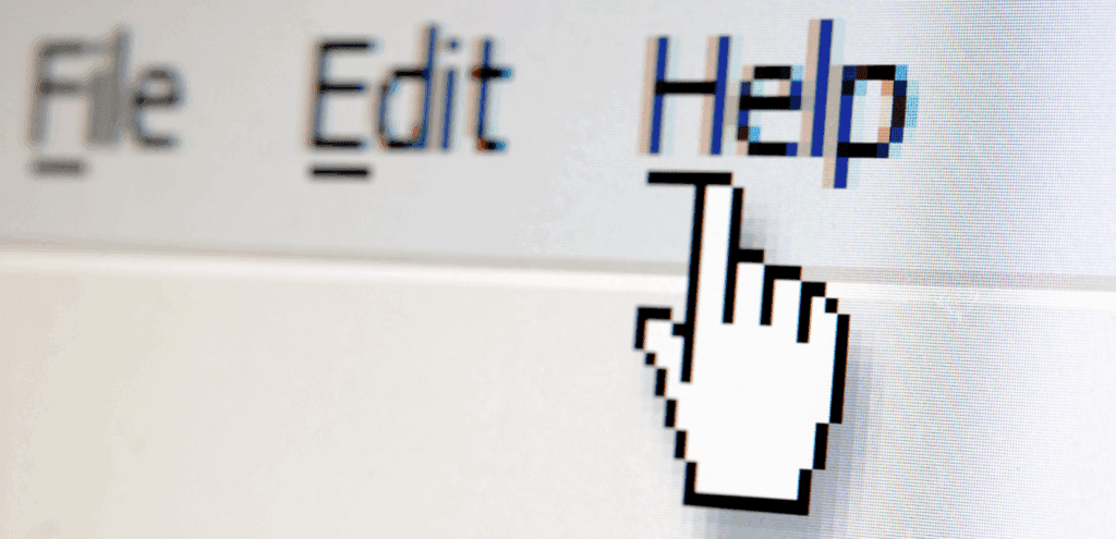 Help button on a computer screen, symbolizing the need for support in trauma recovery.
