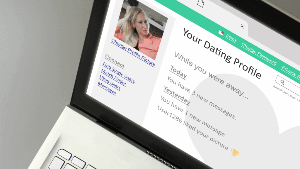 Online dating profile showcasing new messages and notifications.
