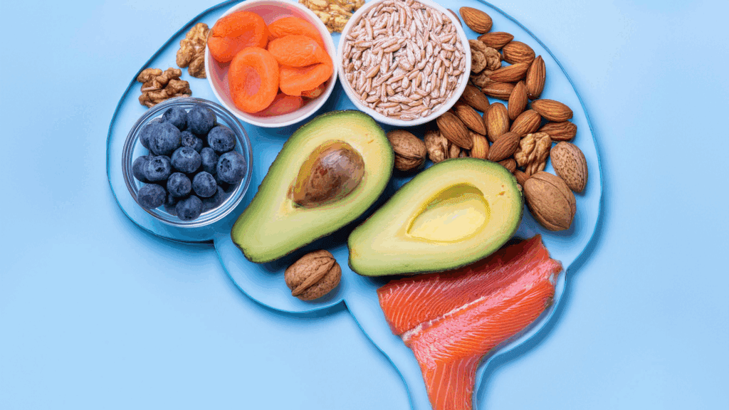 Nutrient-rich foods such as avocados, nuts, and salmon contribute significantly in supporting brain health, cognitive function, and metabolic balance in women’s health priorities.

