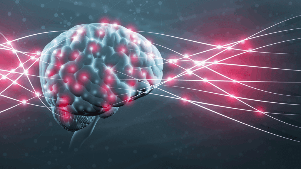 Digital illustration of brain neural pathways involved in the neuroscience of sex addiction