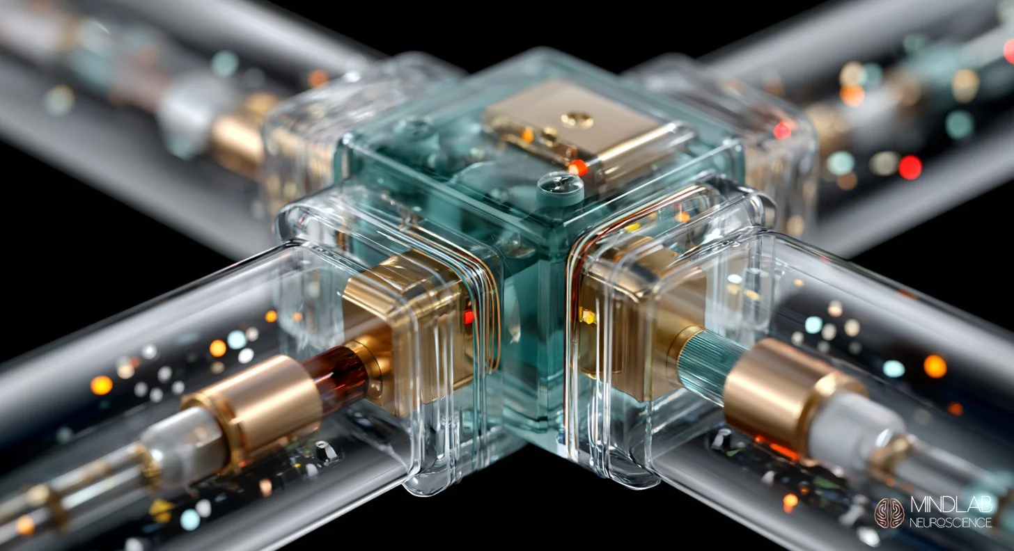 Crystalline resilience junction node filtering scattered stress signals into focused directed output through regulatory gate