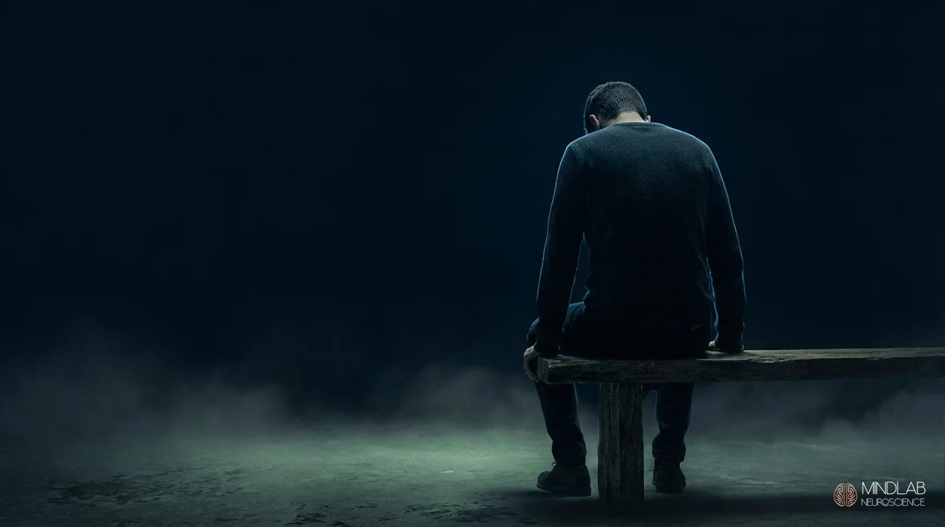 Grounded silhouette standing firm with steel-blue and sage rim light conveying quiet earned resilience